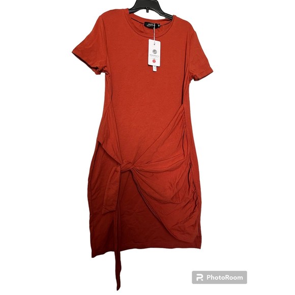 Merokeety t-shirt wrap dress size M rust‎ orange NWT - Picture 1 of 5